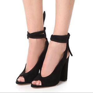 NWT Black suede peep toe sandals by Schultz
